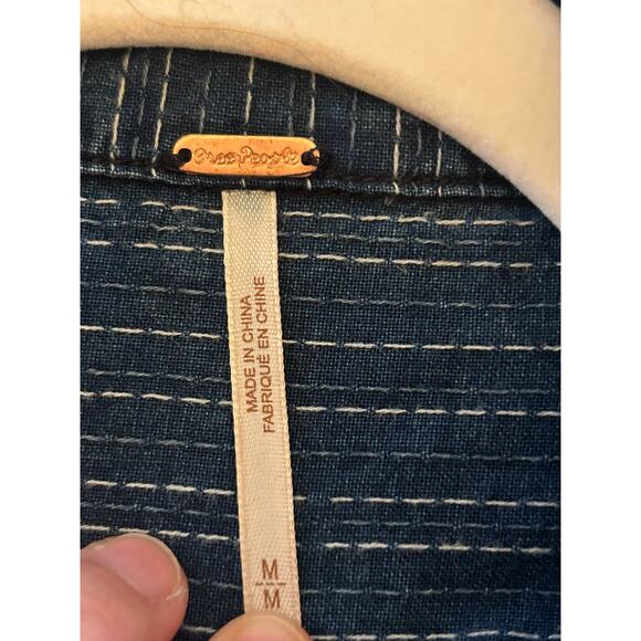 Free People Set The Mood Denim Mini Dress size M - Picture 3 of 5